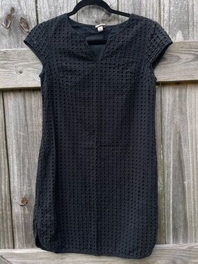 Merona Black Eyelet Mini Shift Dress Sz XS